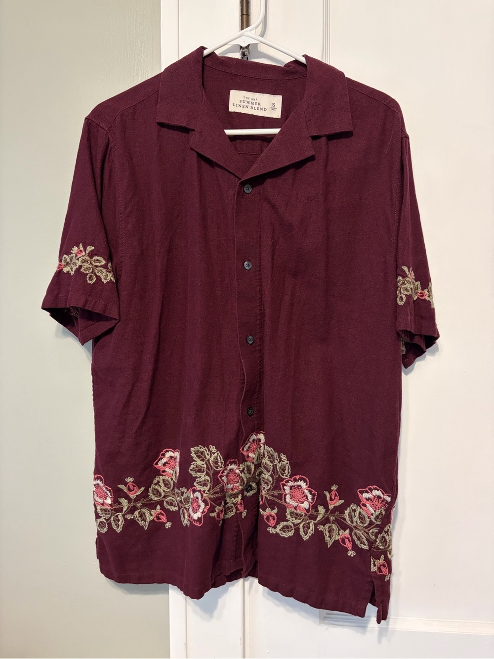 Abercrombie & Fitch Burgundy Linen-Blend Shirt